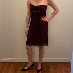 BCBG strapless deep Fuschia/purple silk dress sz 2